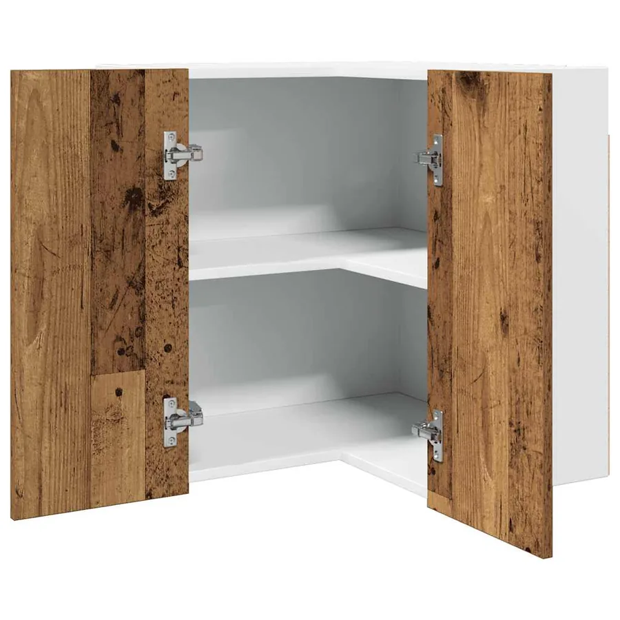 Armoire d'angle suspendue "Lyon" Bois ancien 57 x 57 x 60 cm Bois d'ingénierie