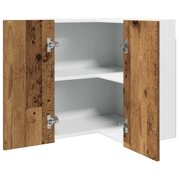 Armoire d'angle suspendue "Lyon" Bois ancien 57 x 57 x 60 cm Bois d'ingénierie