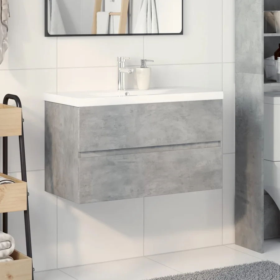 Ensemble de meubles de salle de bain 2 pcs gris béton - 3