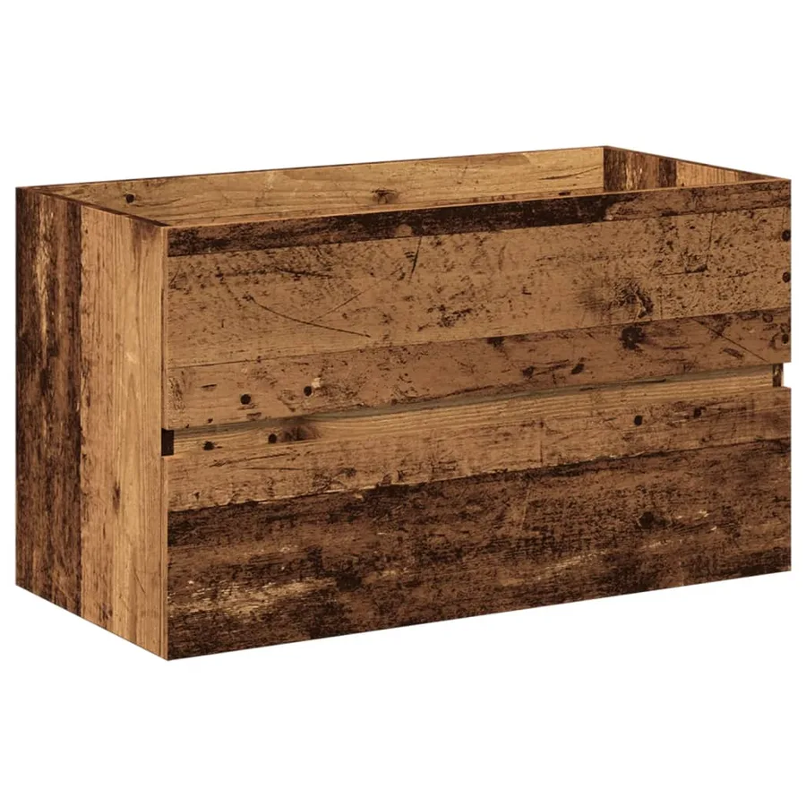 Armoire lavabo avec bassin intégré vieux bois - 6