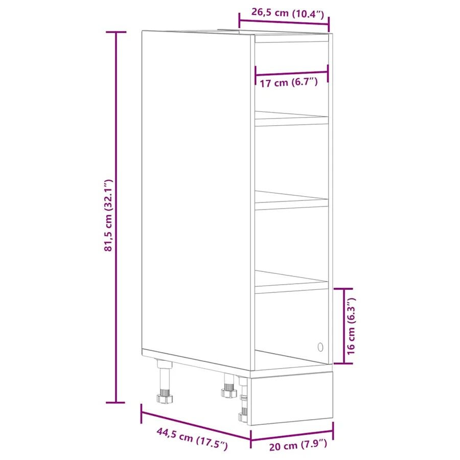 Armoire basse "Riga" chêne sonoma 20x44,5x81,5 cm - 9