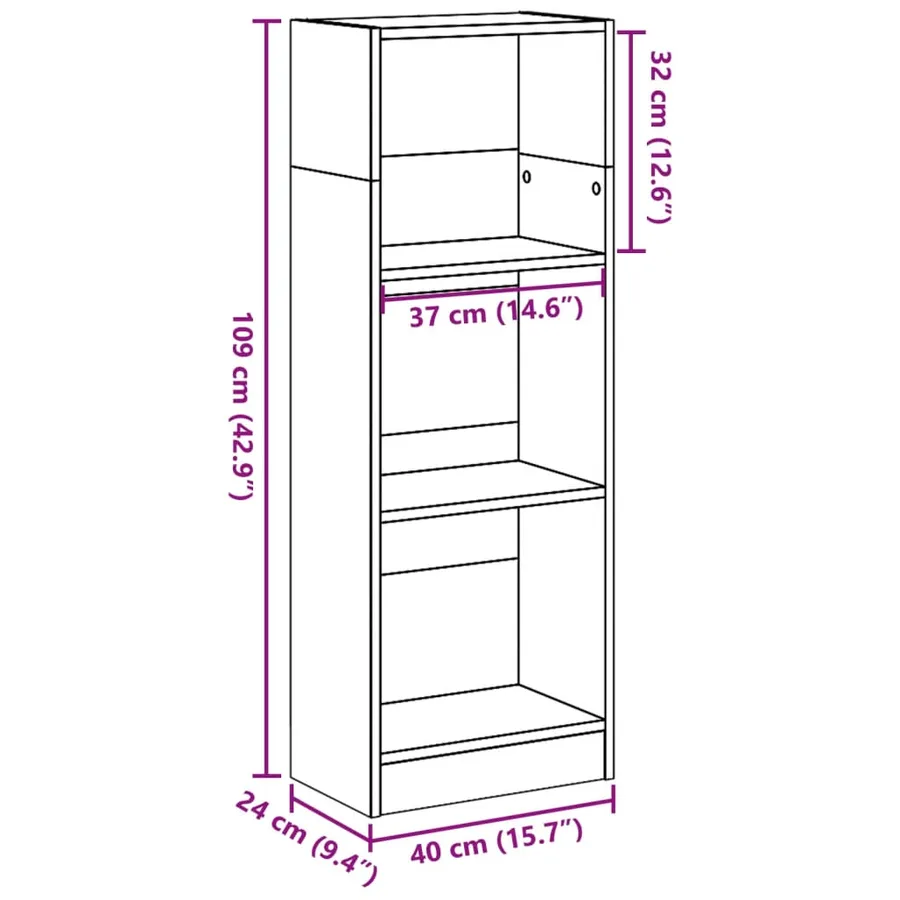 Bibliothèque chêne fumé 40x24x109 cm bois d'ingénierie - 9
