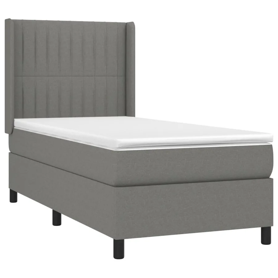 Sommier à lattes de lit avec matelas Gris foncé 90x200 cm Tissu - 3
