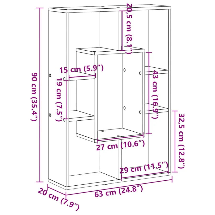 Bibliothèque Blanc 63x20x90 cm Bois d'ingénierie - 11