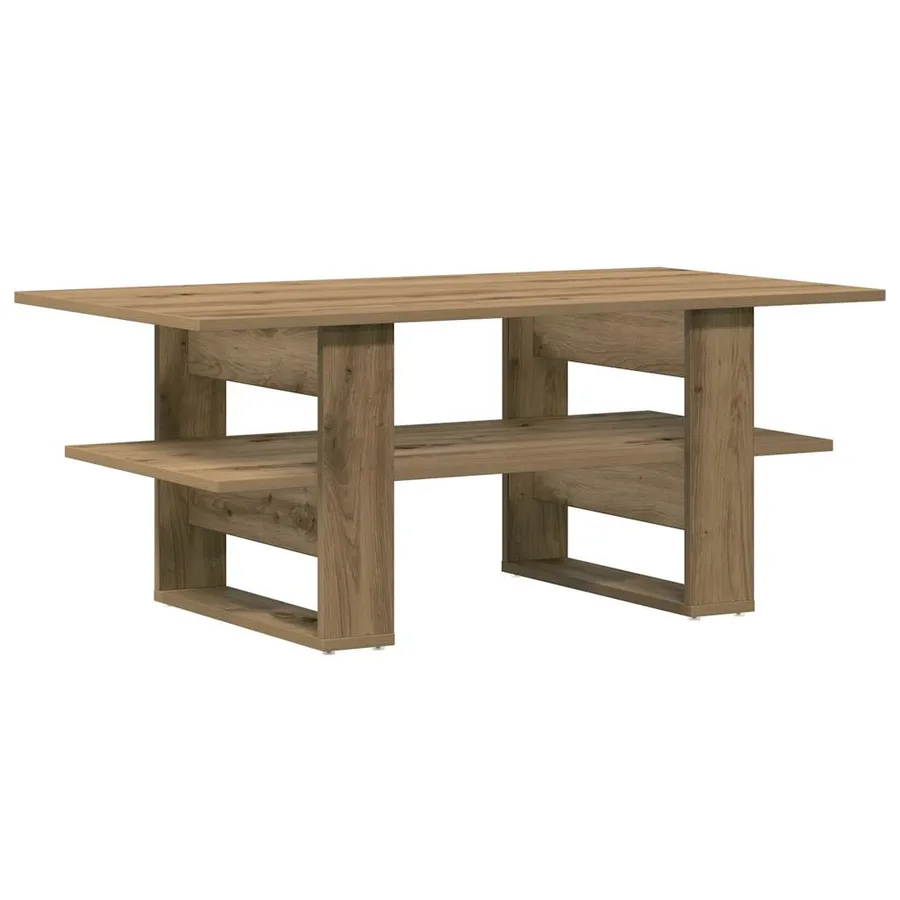Table basse chêne artisanal 102x55x42 cm bois d'ingénierie - 6