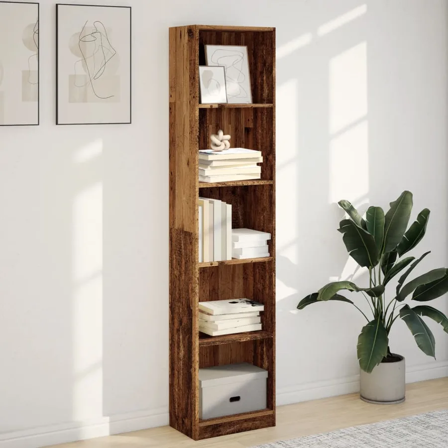 Bibliothèque vieux bois 40x24x176 cm bois d'ingénierie - 3
