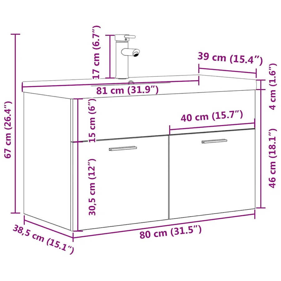 Armoire lavabo de salle de bain et vasque et robinet intégrés - 11