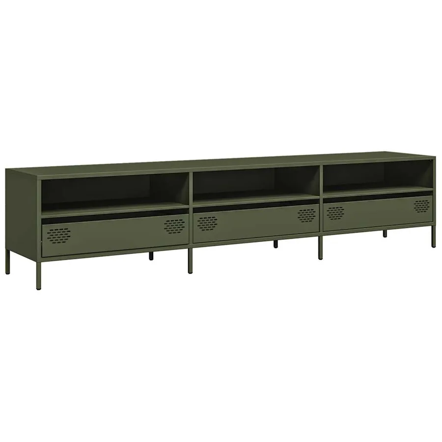 Meuble TV vert olive 202x39x43,5 cm acier laminé à froid - 2