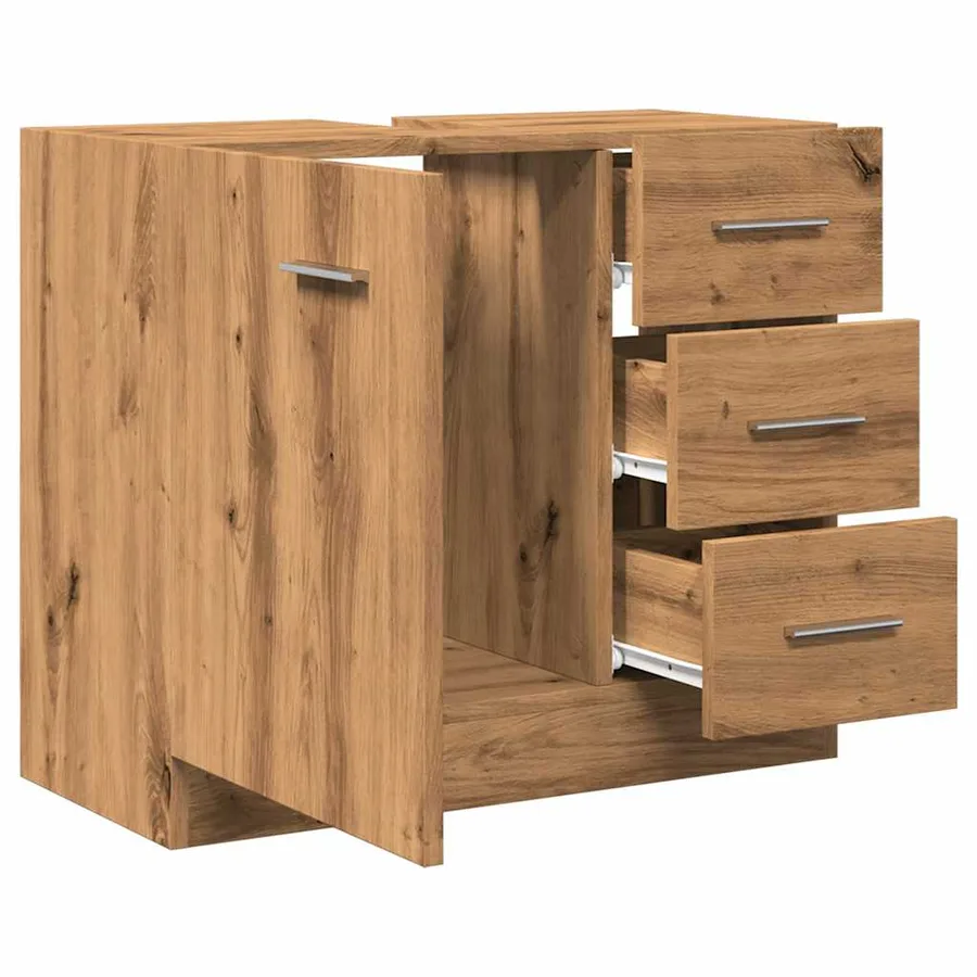 Armoire d'évier chêne artisanal 63x30x54 cm bois d'ingénierie - 7