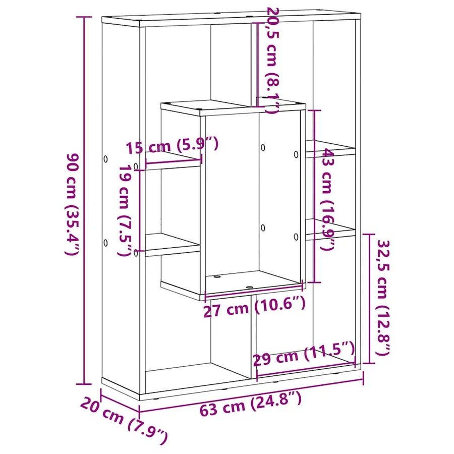 Bibliothèque chêne artisanal 63x20x90 cm bois d'ingénierie - 11