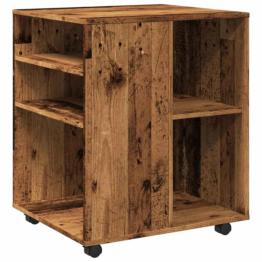 Armoire à roulettes vieux bois 60x53x72 cm bois d'ingénierie - 2