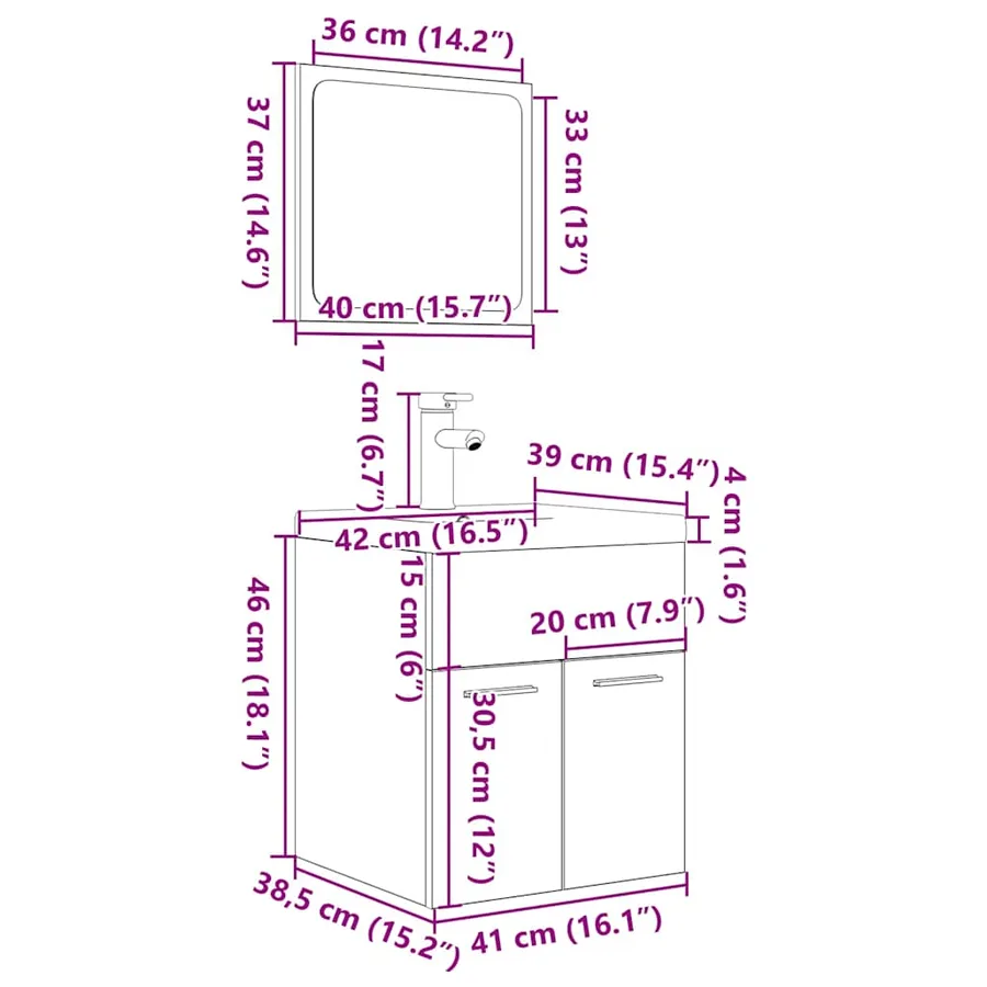Ensemble de meubles de salle de bain 3 pcs chêne sonoma - 10