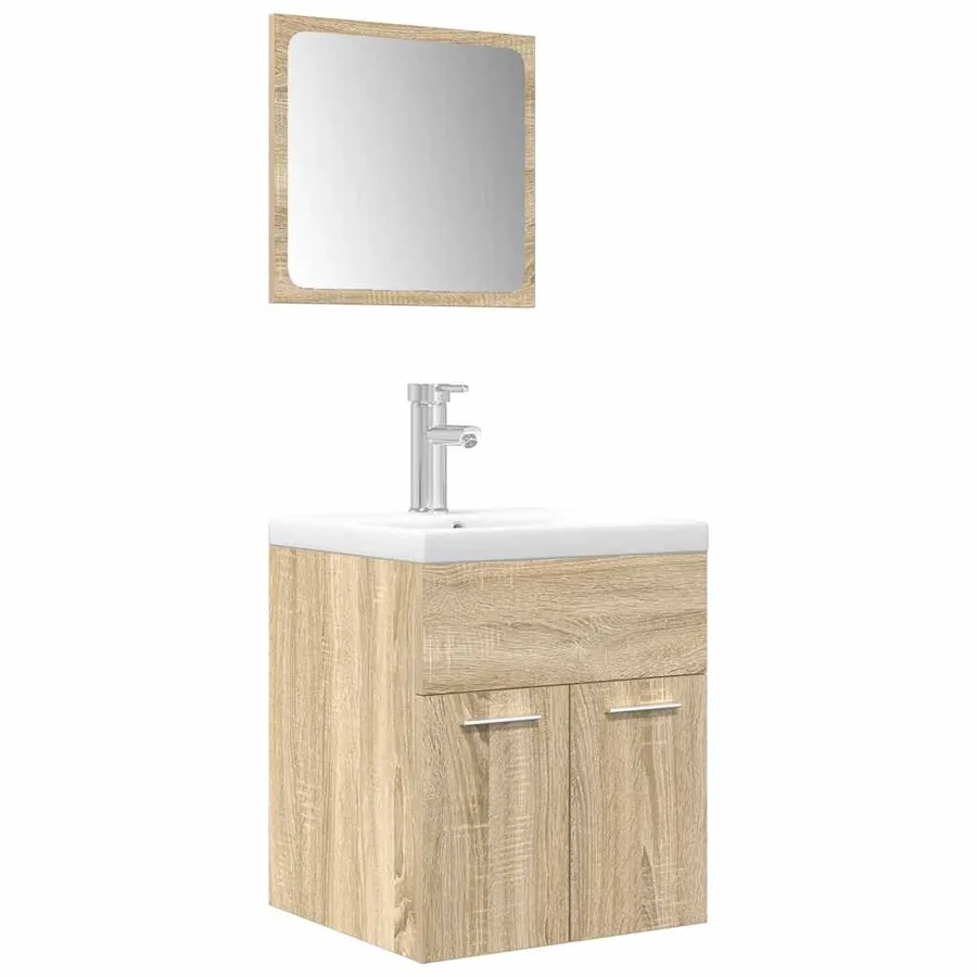 Ensemble de meubles de salle de bain 3 pcs chêne sonoma - 2