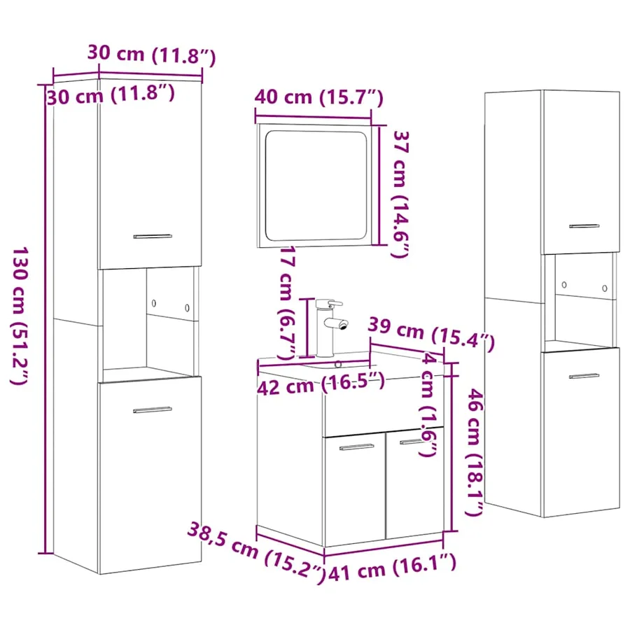 Ensemble de meubles de salle de bain 5 pcs chêne sonoma - 12