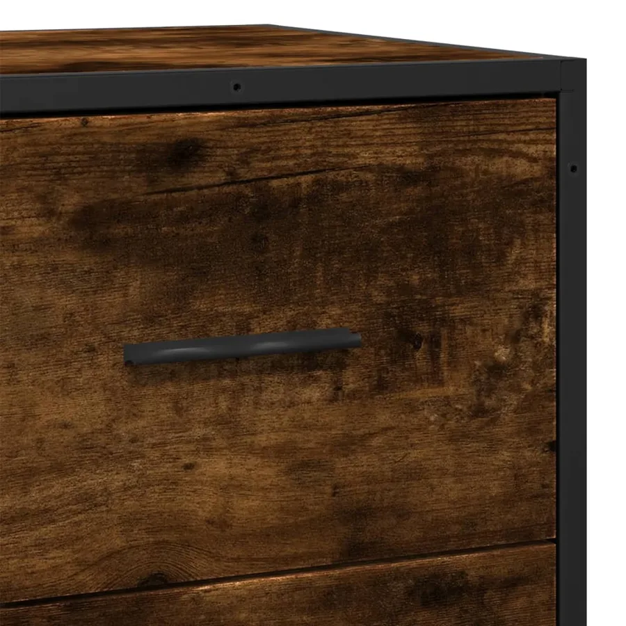 Buffet chêne fumé 35,5x35x76 cm bois d'ingénierie et métal - 8