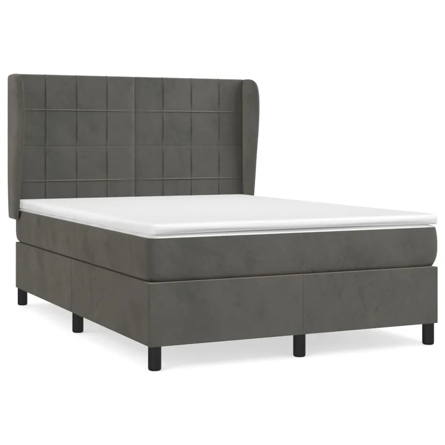 Sommier à lattes de lit et matelas Gris foncé 140x200cm Velours - 2