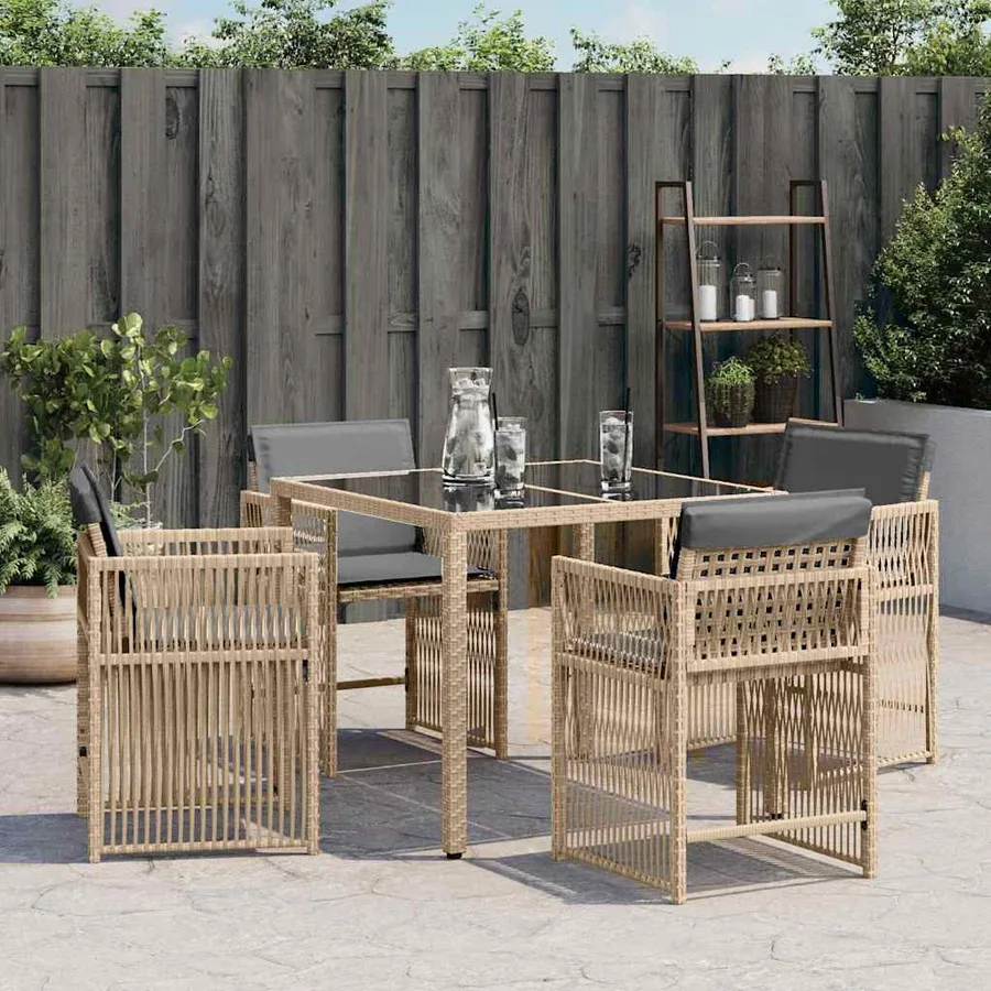 Chaises de jardin avec coussins lot de 4 mélange beige - 3