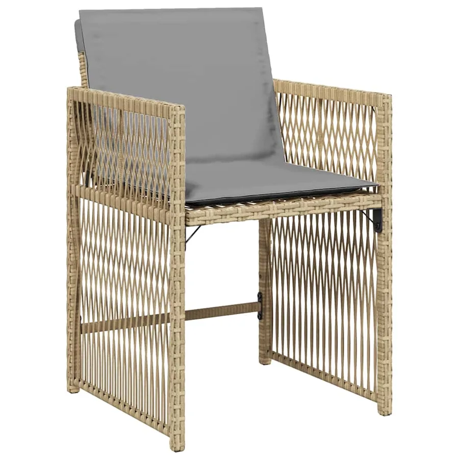 Chaises de jardin avec coussins lot de 4 mélange beige - 4