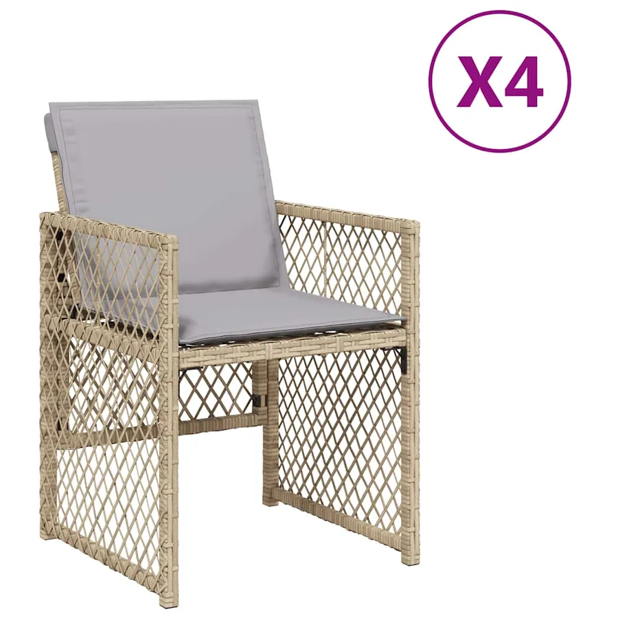 Chaises de jardin avec coussins lot de 4 mélange beige - 2