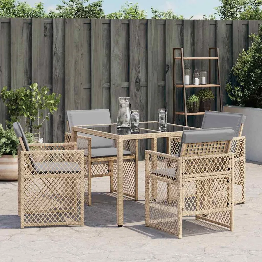 Chaises de jardin avec coussins lot de 4 mélange beige - 3