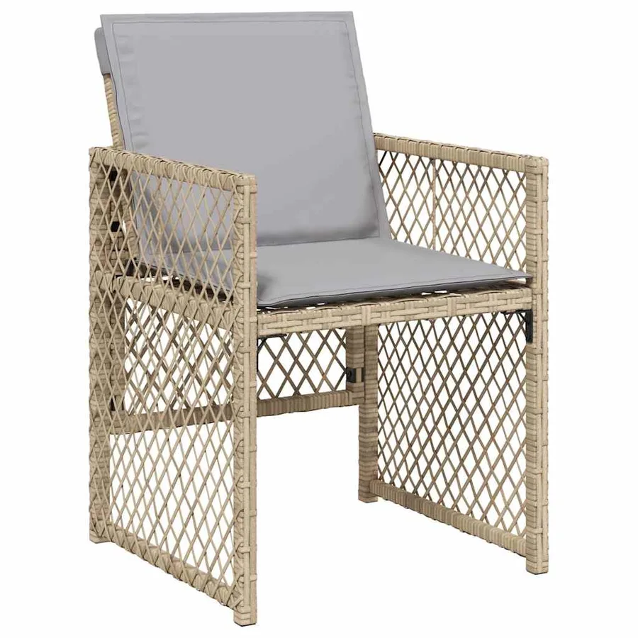 Chaises de jardin avec coussins lot de 4 mélange beige - 4