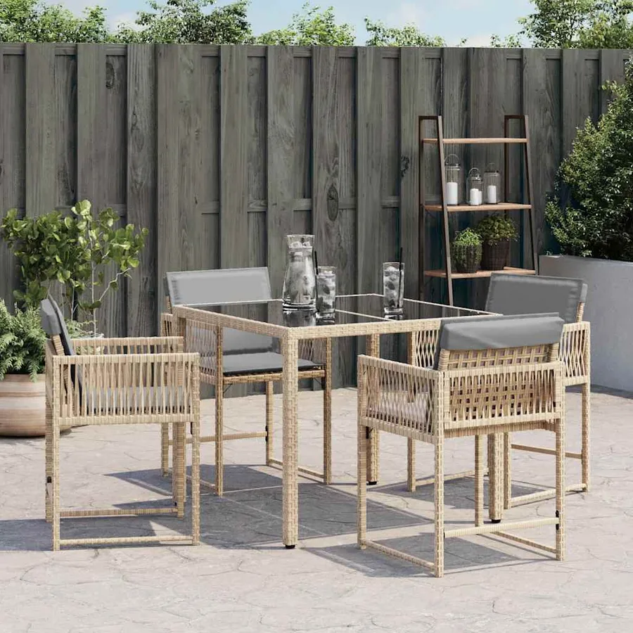 Chaises de jardin avec coussins lot de 4 mélange beige - 3