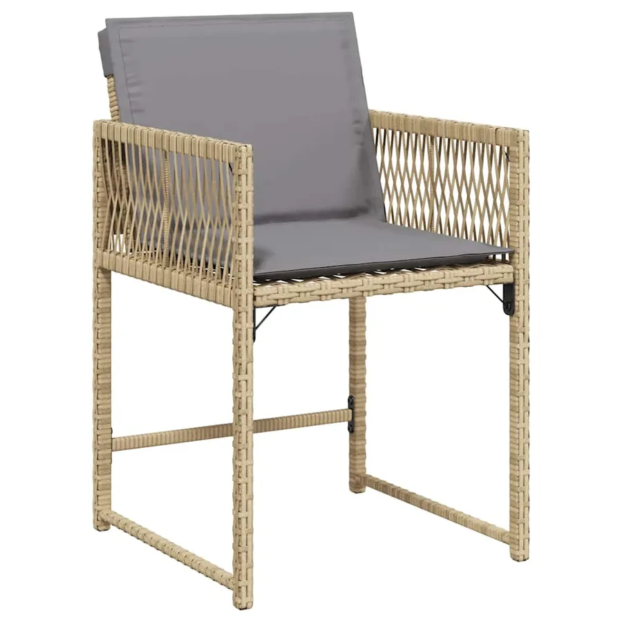 Chaises de jardin avec coussins lot de 4 mélange beige - 4