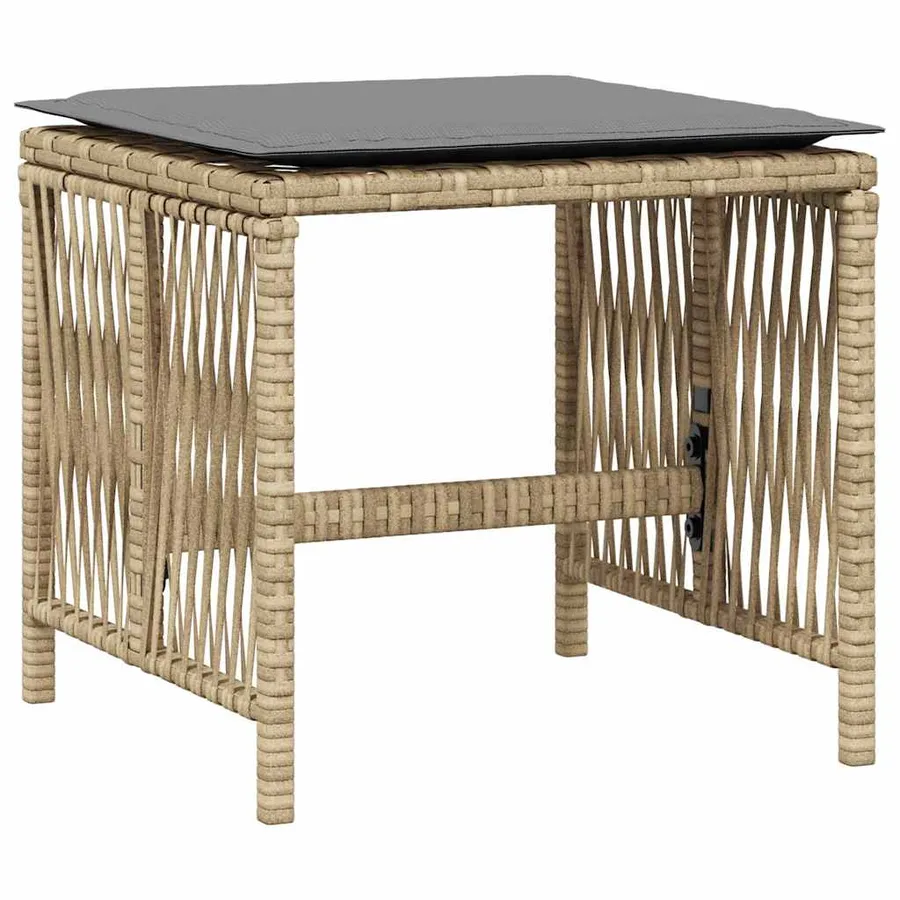 Tabourets jardin et coussins lot de 4 mélange beige 41x41x36 cm - 4