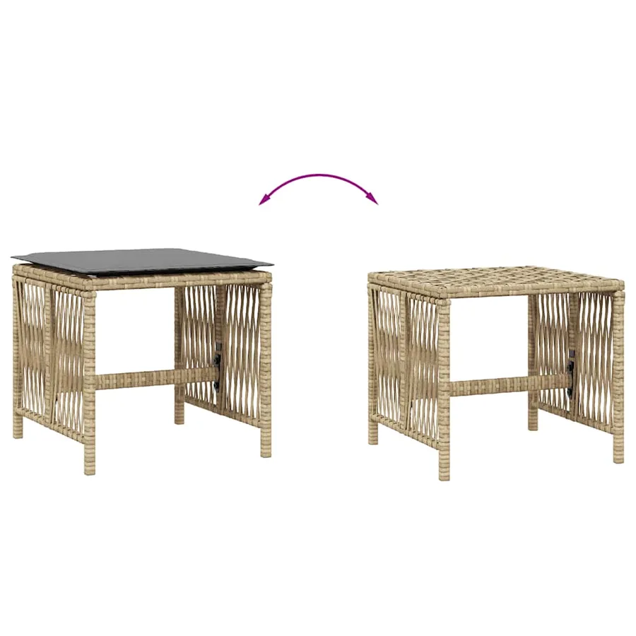 Tabourets jardin et coussins lot de 4 mélange beige 41x41x36 cm - 7