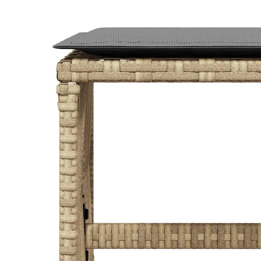 Tabourets jardin et coussins lot de 4 mélange beige 41x41x36 cm - 8