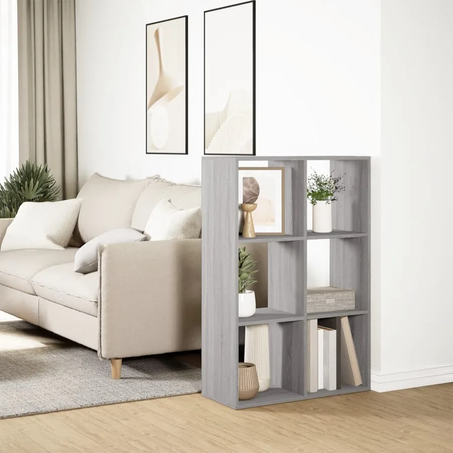 Étagère séparatrice de pièce sonoma gris 69,5x29x103,5 cm - 4