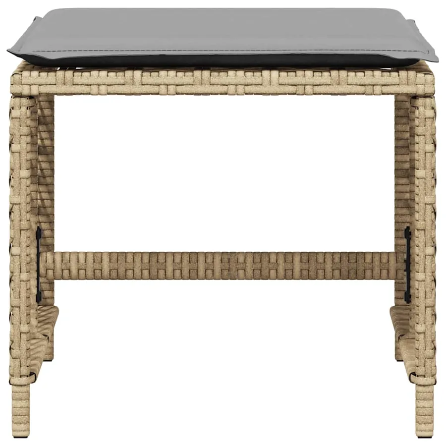 Tabourets jardin et coussins lot de 4 mélange beige 41x41x36 cm - 5