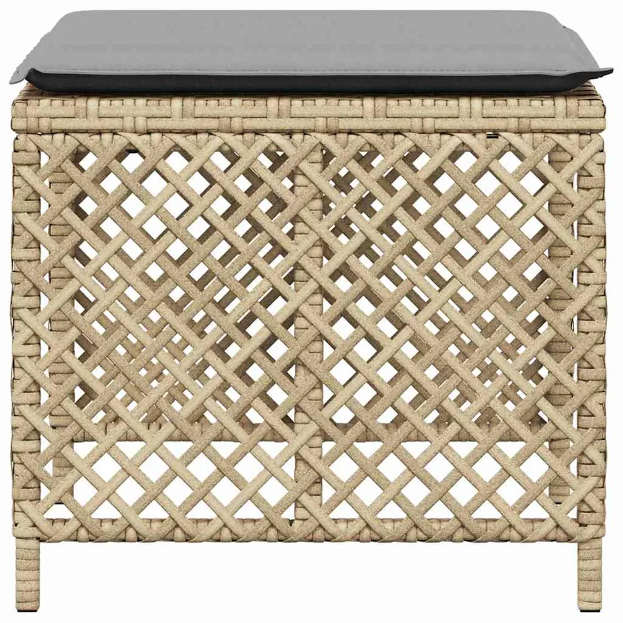 Tabourets jardin et coussins lot de 4 mélange beige 41x41x36 cm - 6
