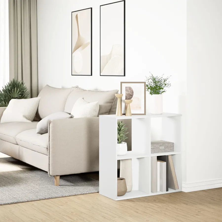 Bibliothèque séparateur de pièce Blanc 69,5 x 29 x 69,5 cm Bois d'ingénierie - 4