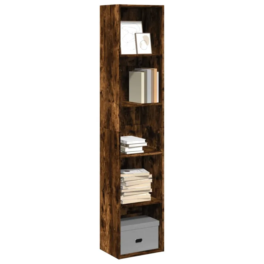 Bibliothèque chêne fumé 40x30x189 cm bois d'ingénierie