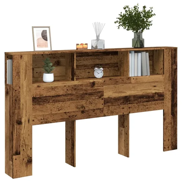 Armoire de tête de lit vieux bois 180x18,5x102,5 cm