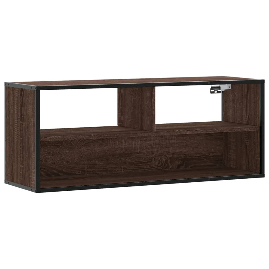 Meuble TV chêne marron 100x31x39,5cm bois d'ingénierie et métal - 2