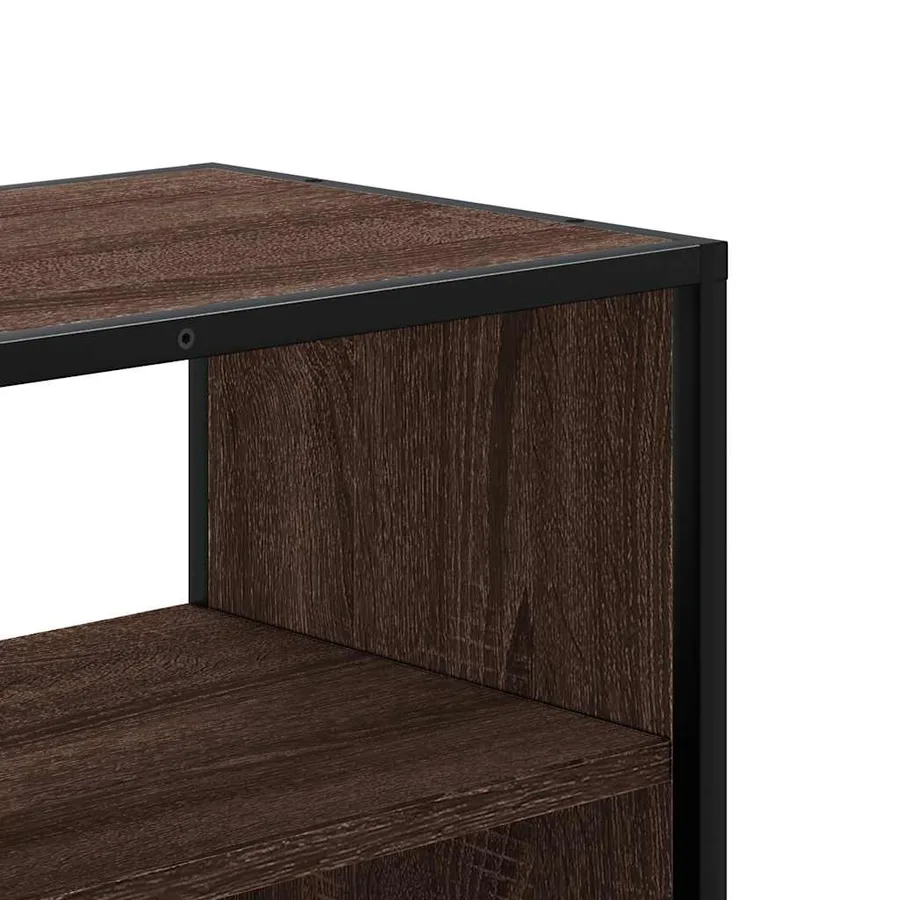 Meuble TV chêne marron 100x31x39,5cm bois d'ingénierie et métal - 7