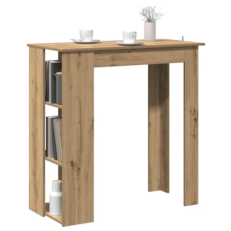 Table de bar avec étagère chêne artisanal bois d'ingénierie - 3