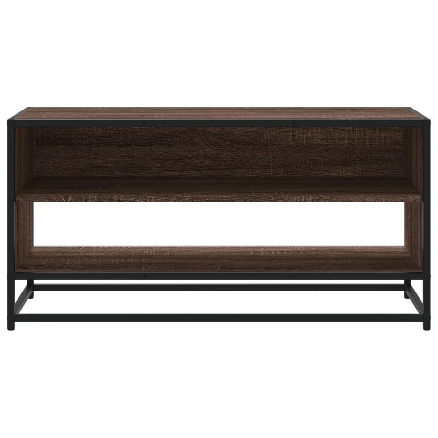 Meuble TV chêne marron 91x40x46 cm bois d'ingénierie et métal - 4