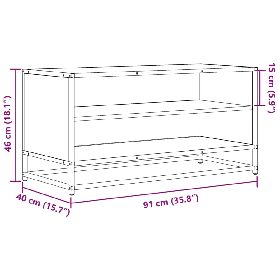 Meuble TV chêne marron 91x40x46 cm bois d'ingénierie et métal - 9