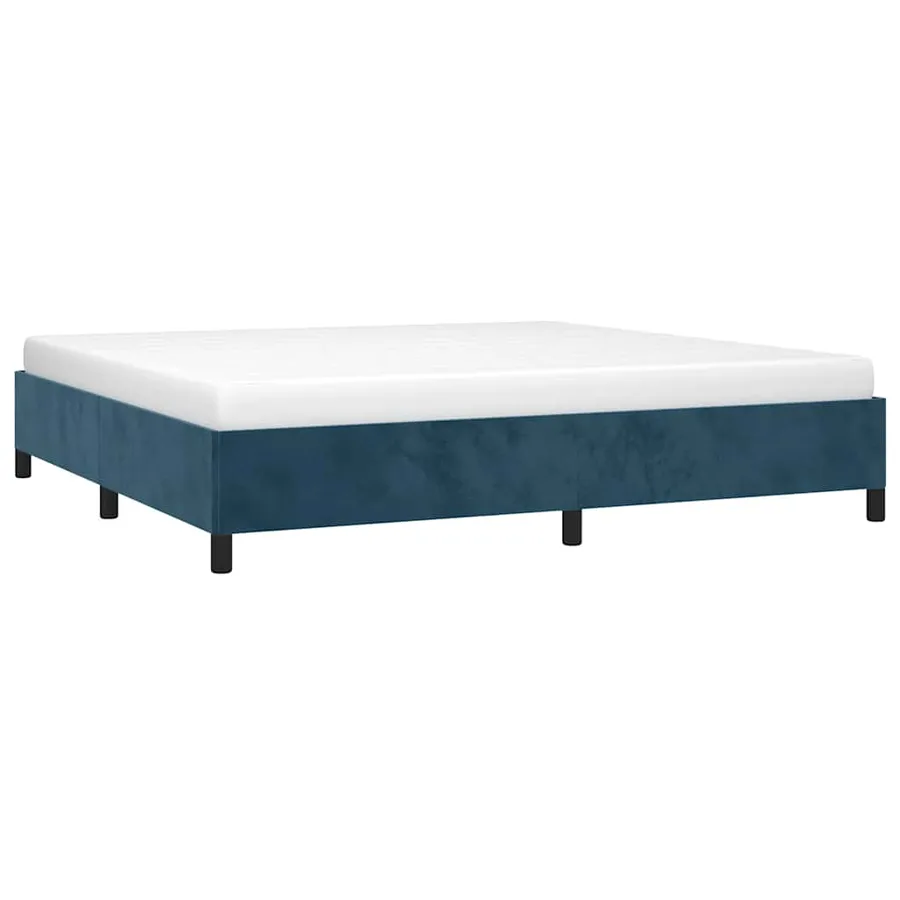 Cadre de lit sans matelas bleu foncé 200x200 cm velours - 3