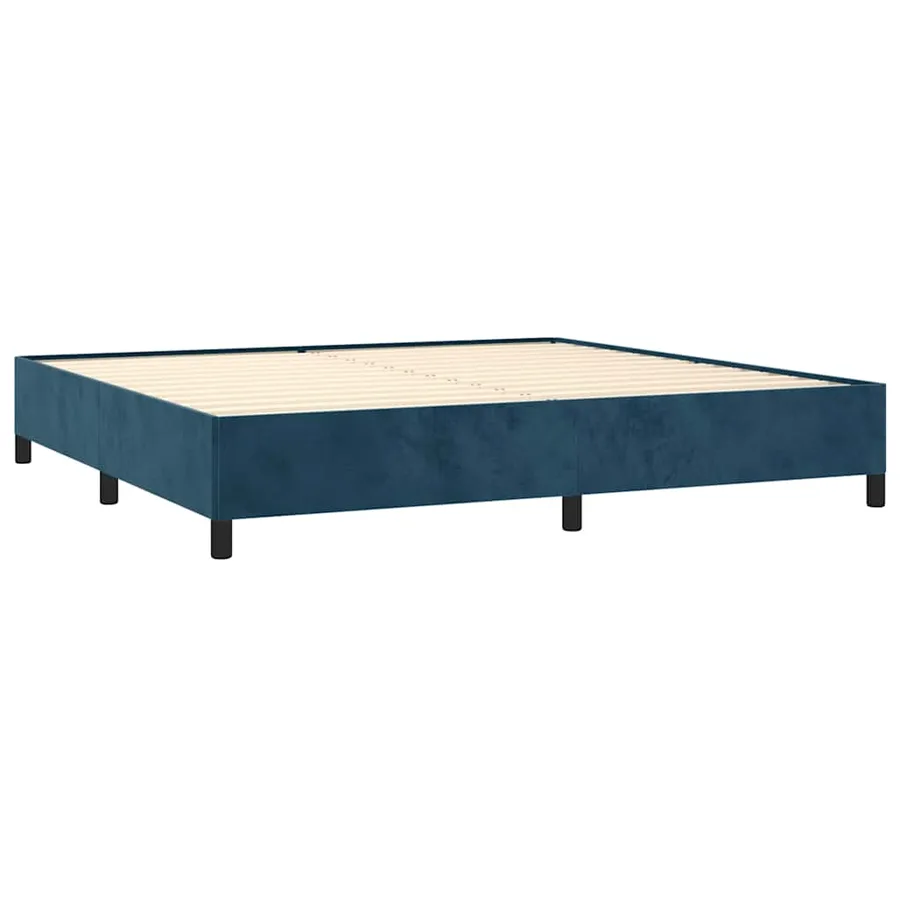 Cadre de lit sans matelas bleu foncé 200x200 cm velours - 4