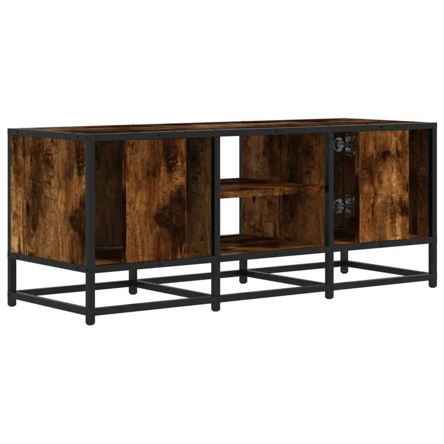 Meuble TV chêne fumé 100x35x41 cm bois d'ingénierie et métal - 6