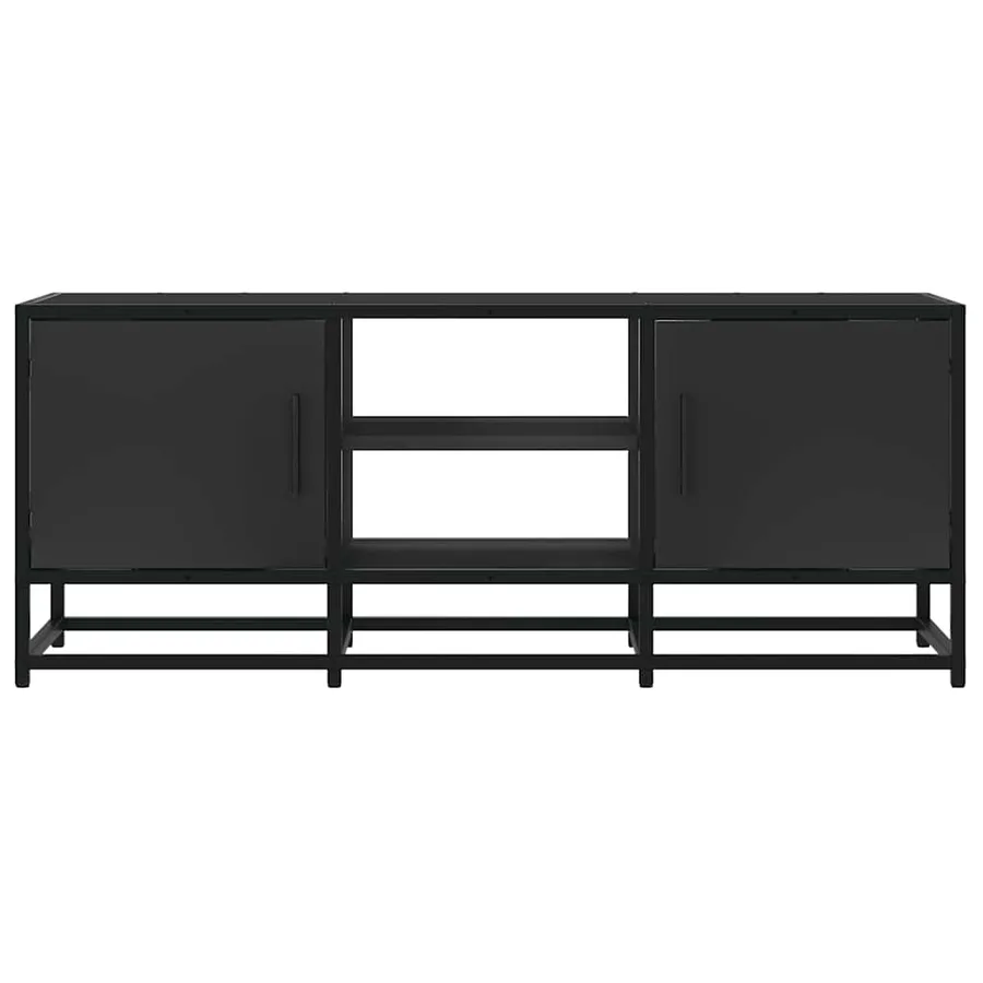 Meuble TV noir 100x35x41 cm bois d'ingénierie et métal - 4