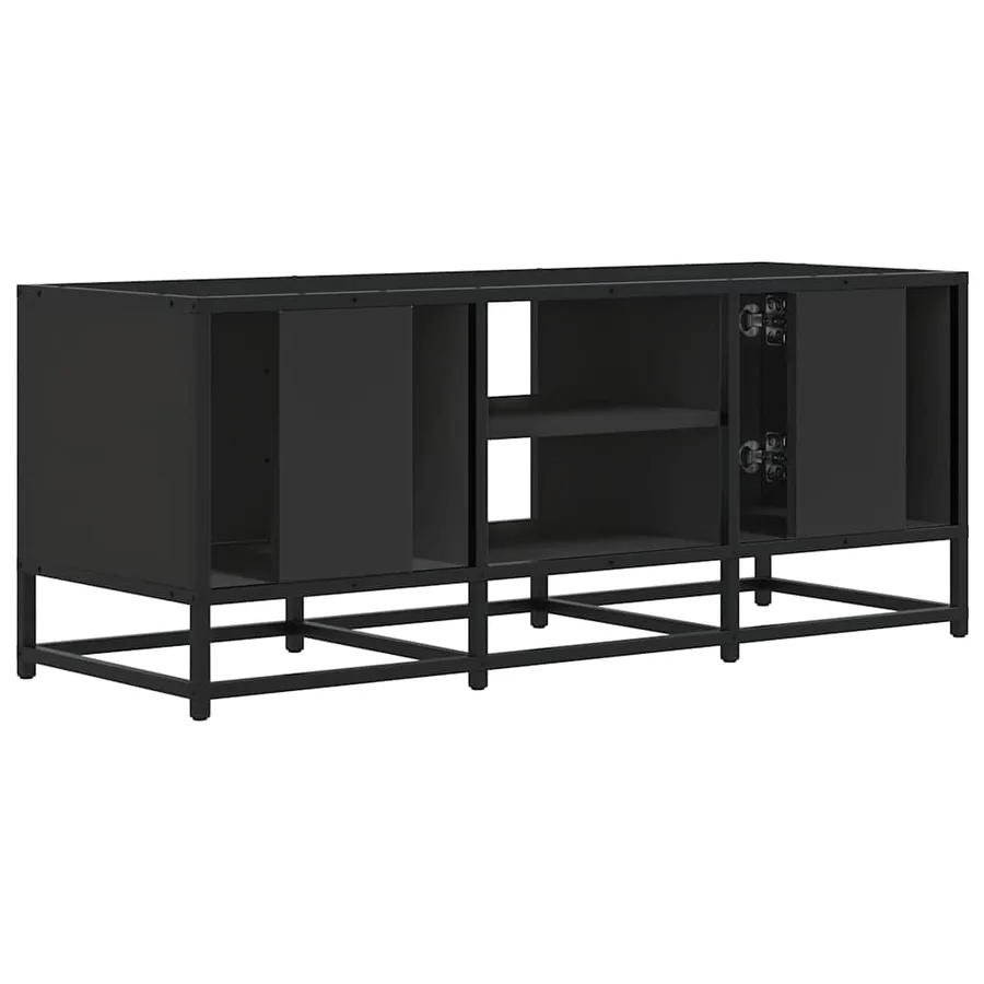 Meuble TV noir 100x35x41 cm bois d'ingénierie et métal - 6