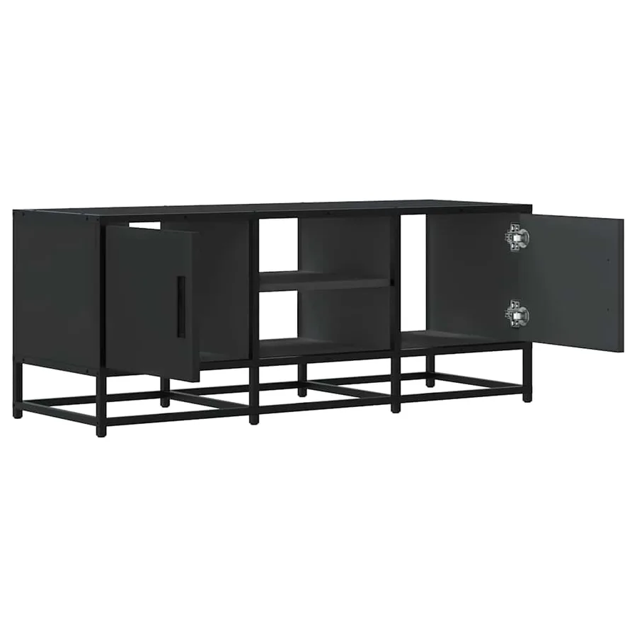 Meuble TV noir 100x35x41 cm bois d'ingénierie et métal - 7