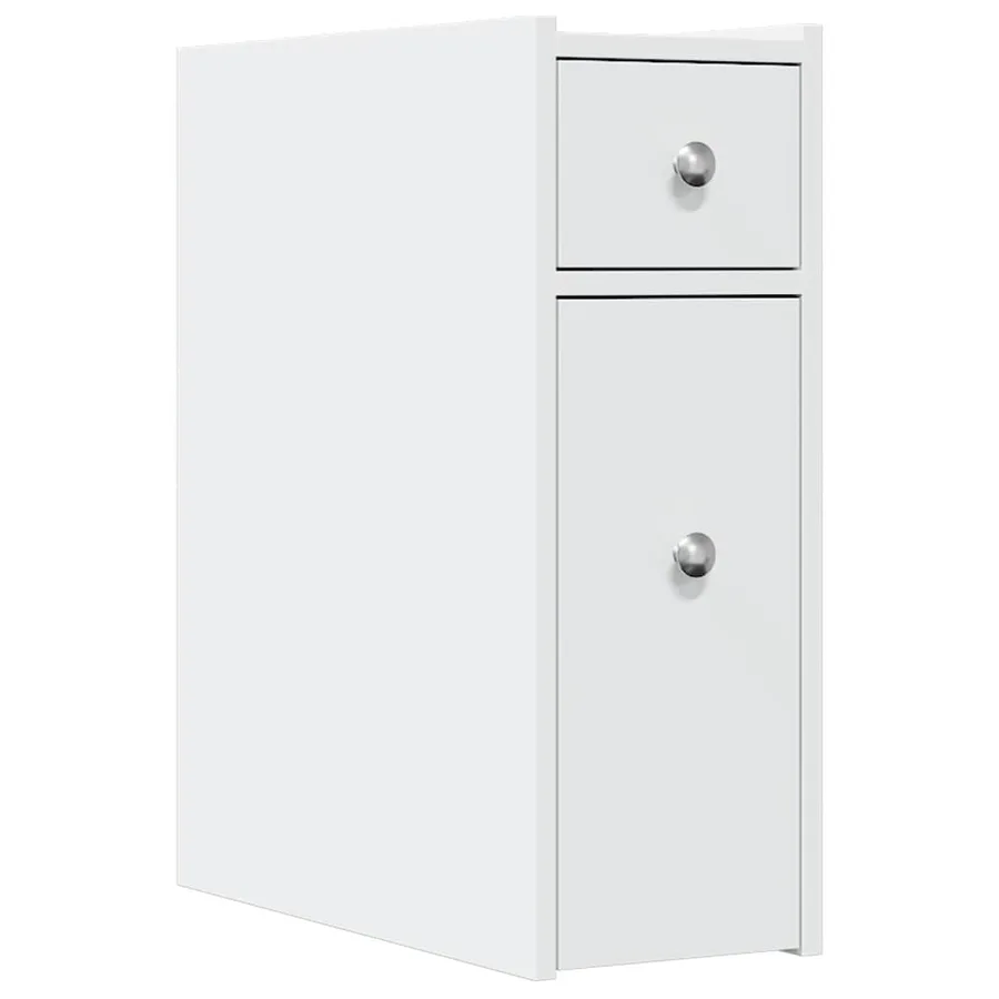 Armoire de salle de bain étroite avec roulettes blanc - 2