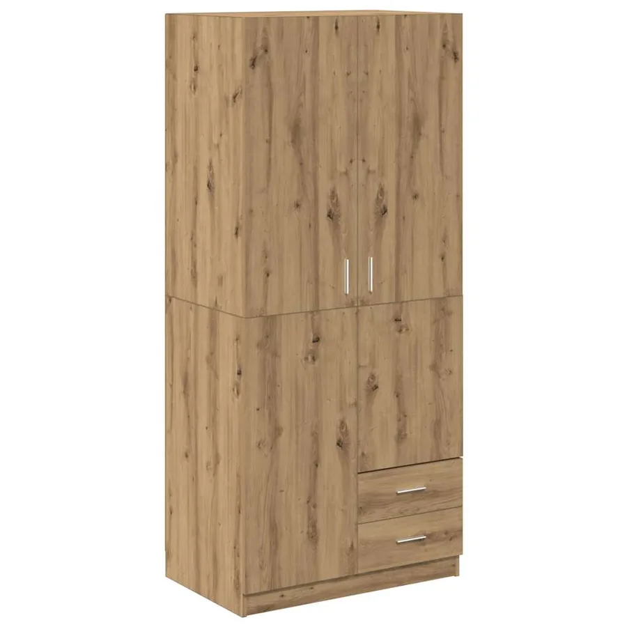 Garde-robe chêne artisanal 80x52x180 cm bois d'ingénierie - 2