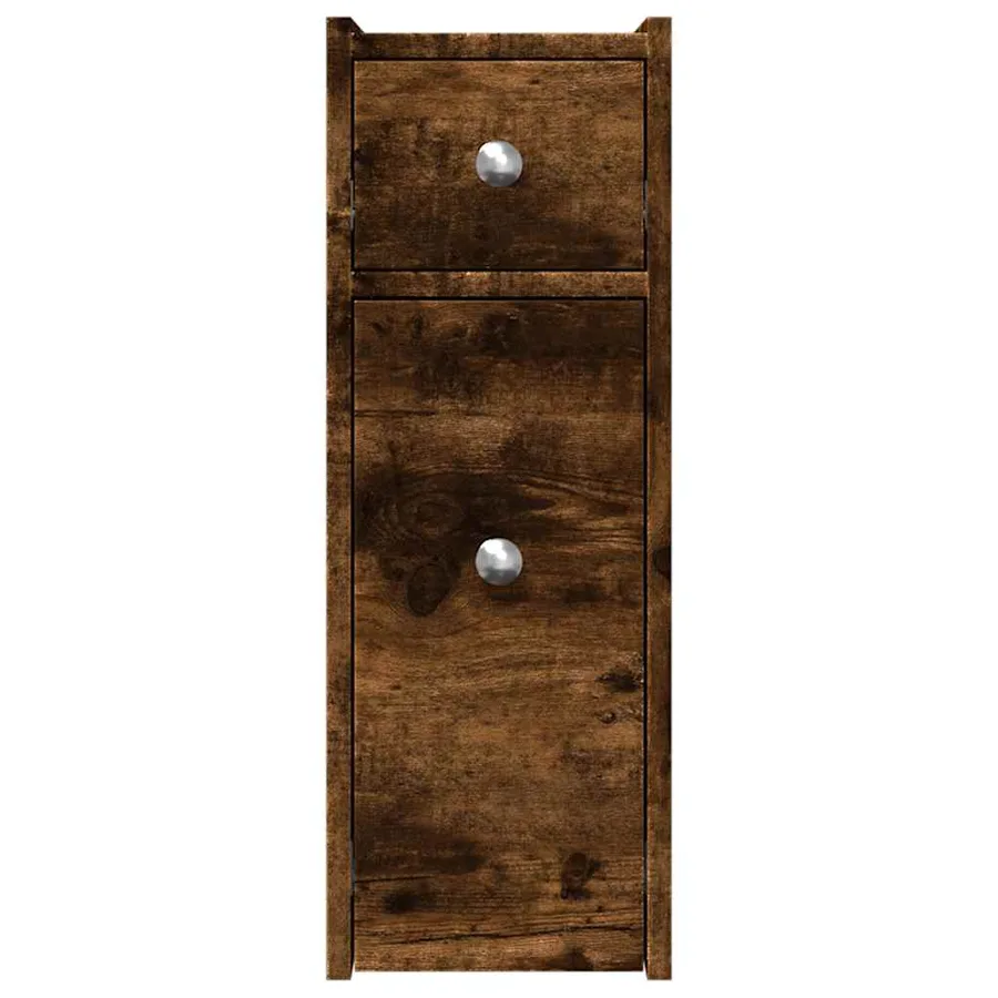 Armoire de salle de bain étroite avec roulettes chêne fumé - 4